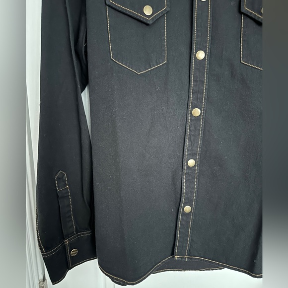 Billy Reid Shoals Black Denim Button-Up Shirt. Size L - Picture 7 of 13